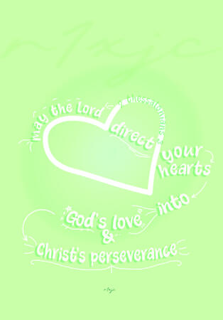 2 Thessalonians 3:5 ; bubbly overly-pastel pinterest post style